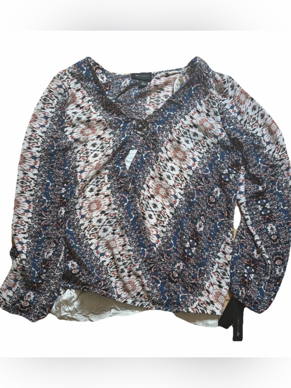 AB Studio Women’s 2 Piece Blouse Top With Tank Long Sleeve Size Large